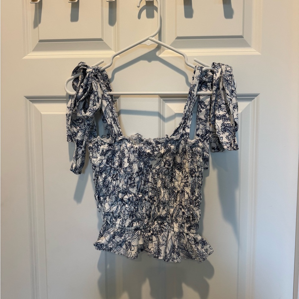 Endless Rose Black and White Puff Sleeve Blouse
